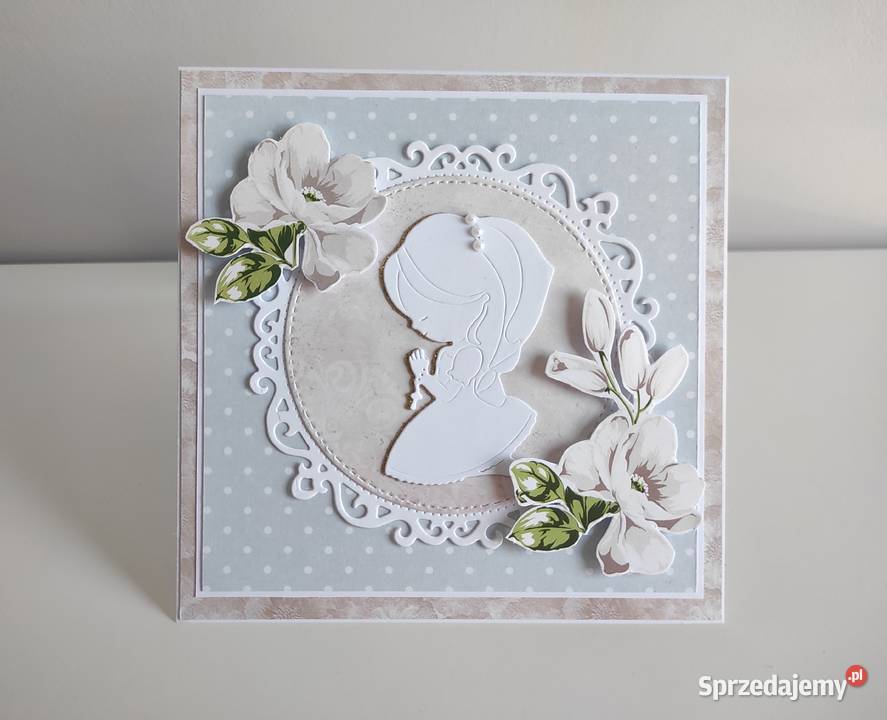 Kartka ręcznie robiona z okazji Pierwszej Rękodzieło łódzkie Łódź