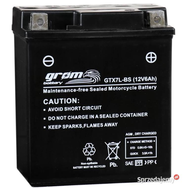 Akumulator motocyklowy GROM GTX7LBS YTX7LBS 12V