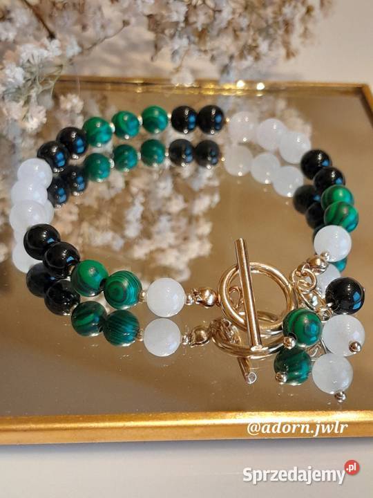 Kamienie naturalne Malachit Onyks Kamień Bransoletki Biała Podlaska