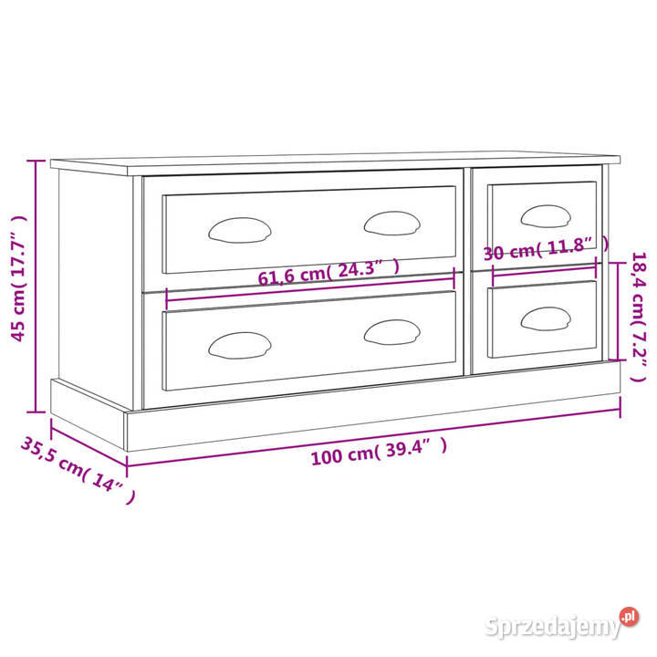 Szafka pod TV szary dąb sonoma 100x355x45 Warszawa