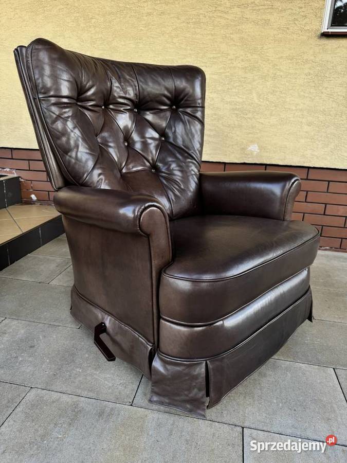 Fotel relaks skórzany bujany rozkładany pod nogi Garwolin