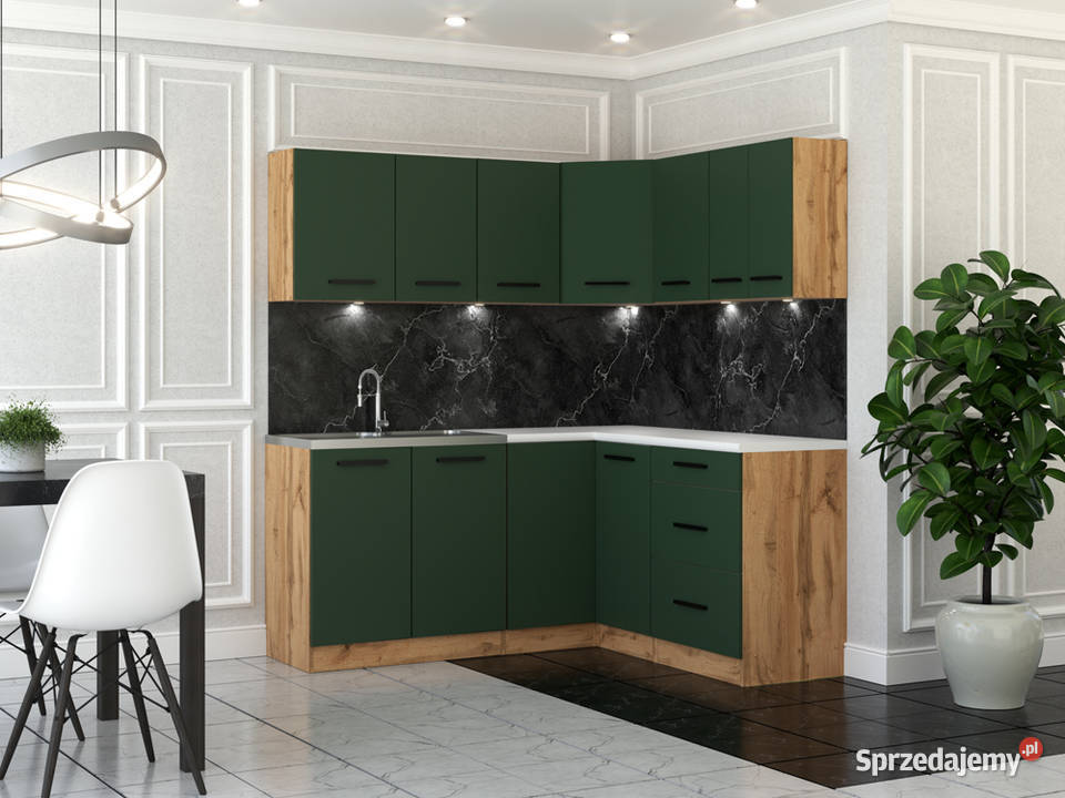 Meble Kuchenne Butelkowa Zieleń Nowoczesne 320cm Elbląg