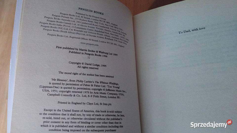 Therapy a novel David Lodge A Penguin Book Gdańsk sprzedam