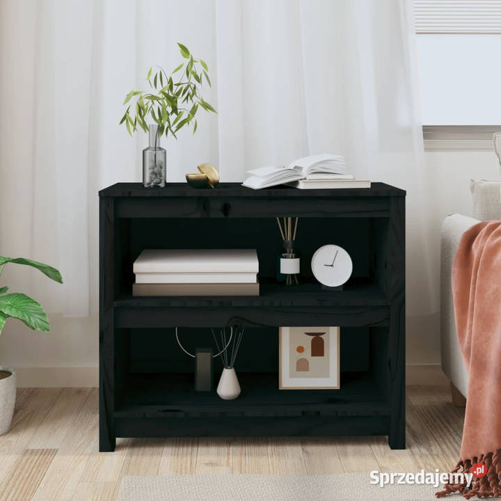 Regał na książki czarny 80x35x68 lite drewno Warszawa
