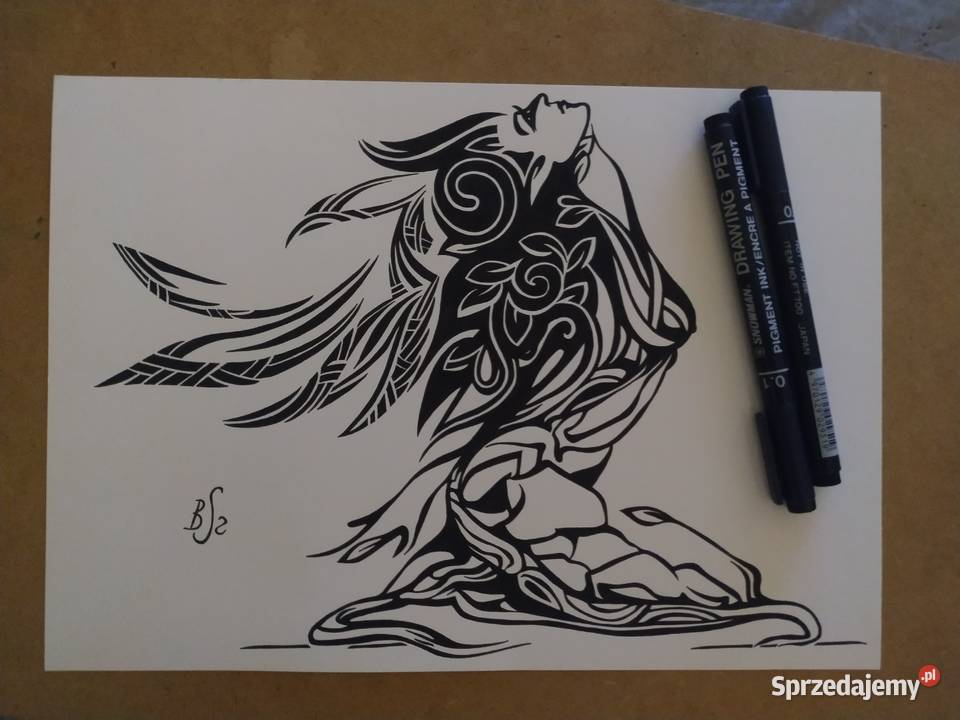 Rysunek elfka 3 cienkopis blok t A4 250 gm2 Antyki, Sztuka, Kolekcje Warszawa