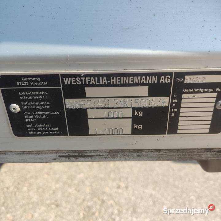 Przyczepka westfalia Szwajcaria 1000 dmc na kat Susiec