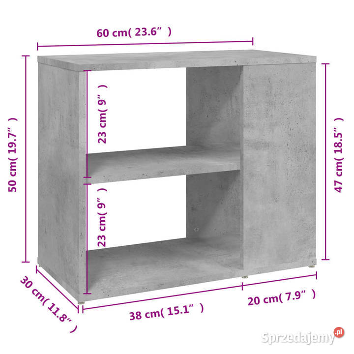 Szafka boczna szarość betonu 60x30x50 WM806305 mazowieckie Warszawa