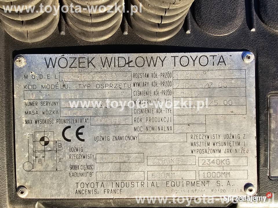 Wózek Widłowy TOYOTA 8FDJF35 Pełna kabina TOYOTA małopolskie Wadowice