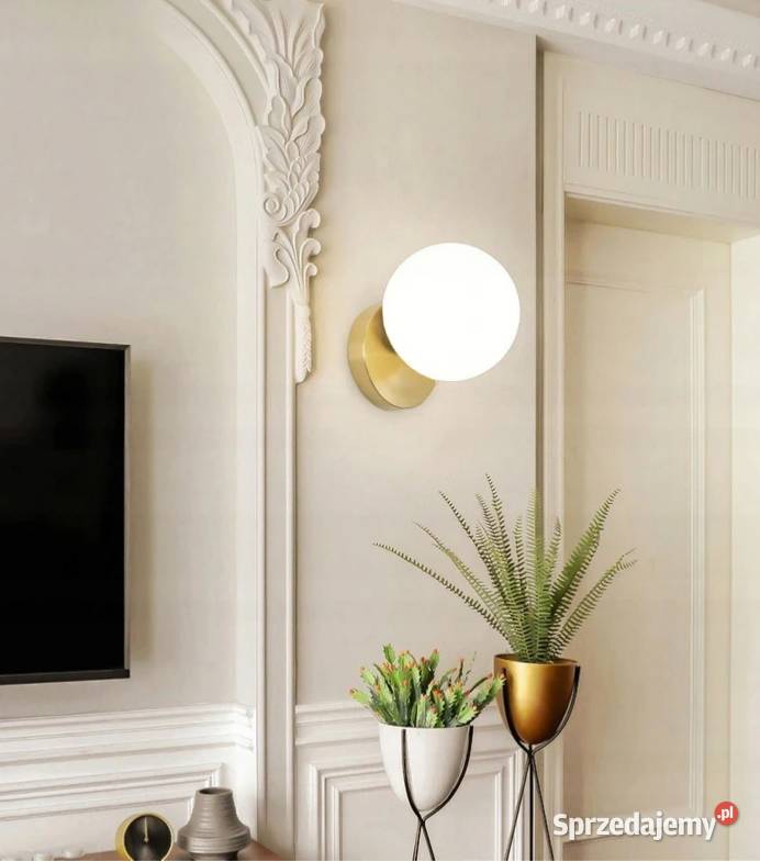 LAMPA KINKIET ŚCIENNY SZKLANA KULA GOLD ZŁOTA Choroszcz