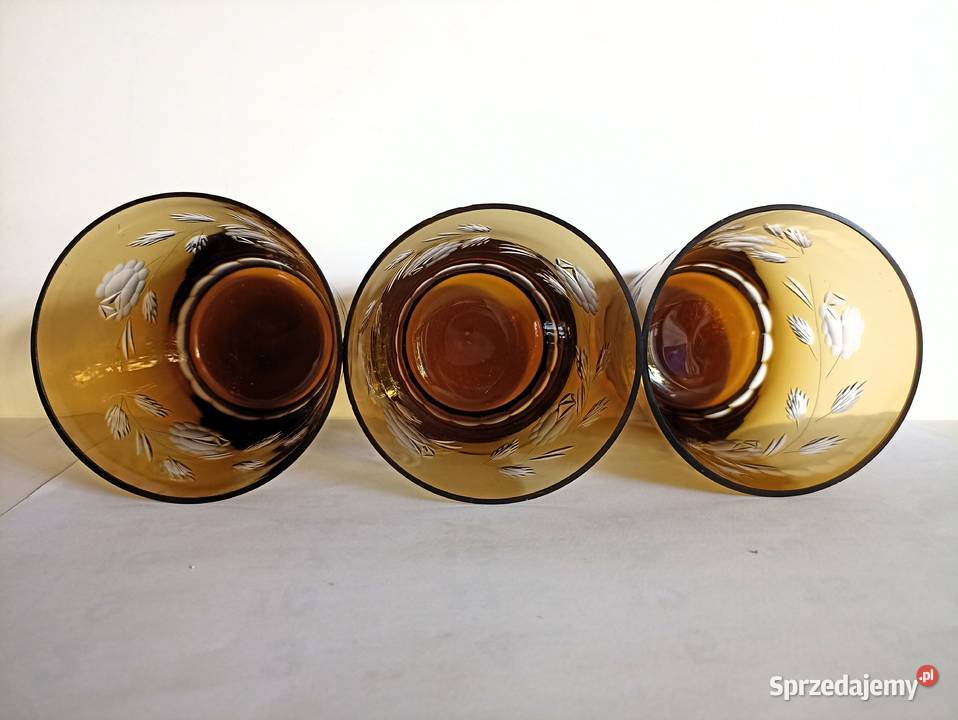 Szklanki kryształowe Hortensja PRL 6 sztuk łódzkie Bełchatów