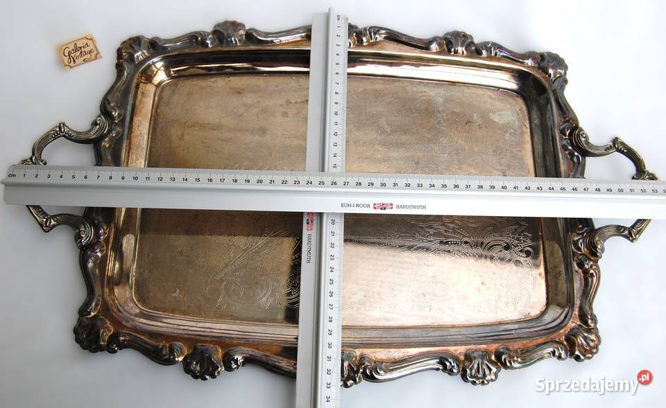 Duża taca platerowana posrebrzana grawerowana Lublin sprzedam