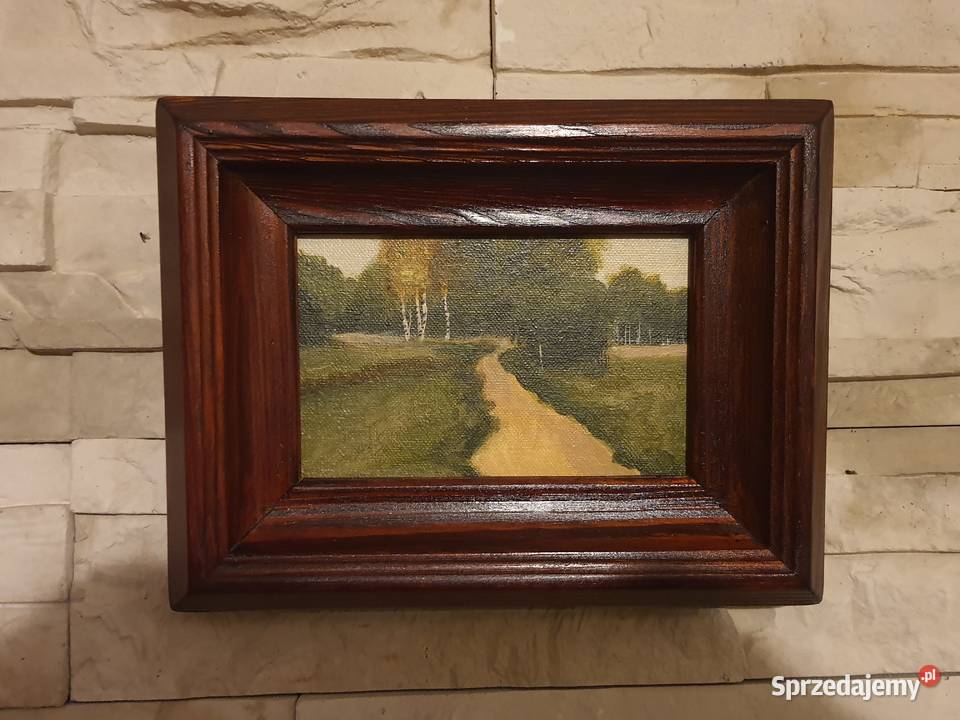 Miniatura malowana na płótnie akryl w drewnianej pomorskie Sopot sprzedam