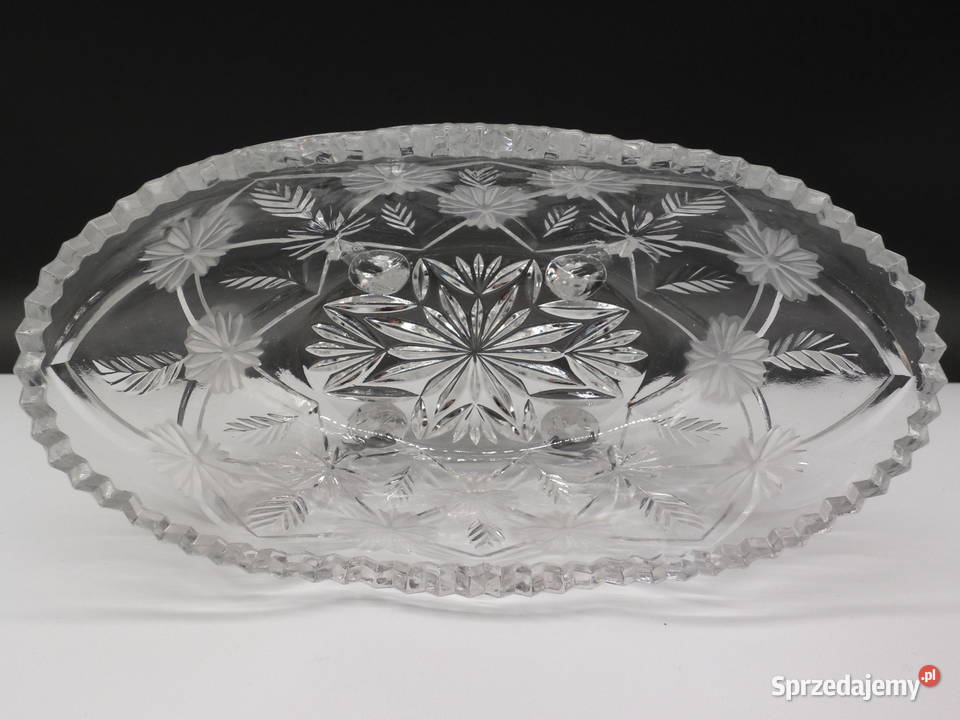 Kryształowa Żardiniera Gondola PRL na nóżkach Porcelana i szkło wielkopolskie Raszków