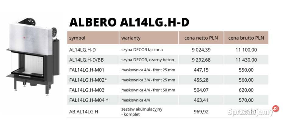 HIZTE ALBERO AL14LGHD Wkład kominkowy który Poznań