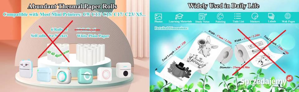 Rolki do mini drukarki termicznej 57mm x 25 x Bydgoszcz