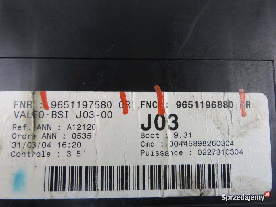 BSI PEUGEOT 307 16 HDi 9651197580 9651196880