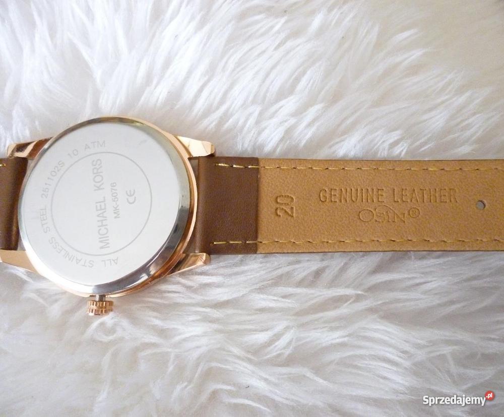 ZŁOTY ZEGAREK MICHAEL KORS NA SKÓRZANYM PASKU Ozorków