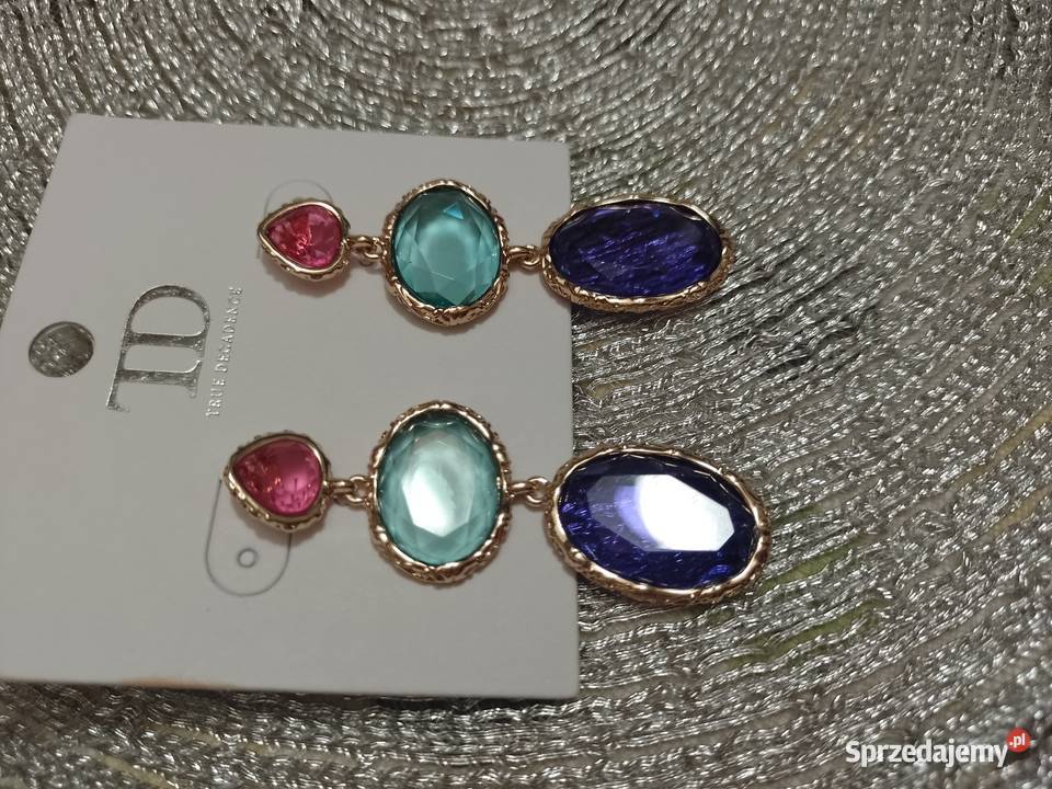 Długie Bogato zdobione kolczyki wieczorowe z Kraków