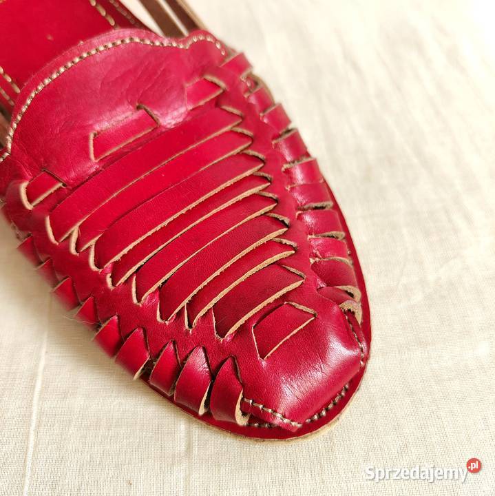Czerwone skórzane buty sandały retro paski 39 zachodniopomorskie Szczecin sprzedam