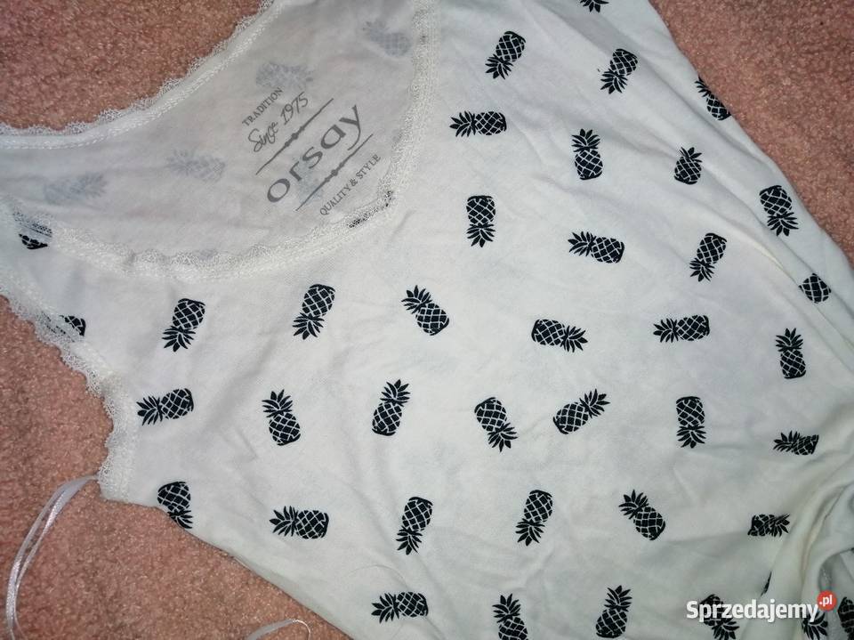 ORSAY biały Top bluzka z Koronką 100 BAWEŁNA Rozmiar 34(XS)