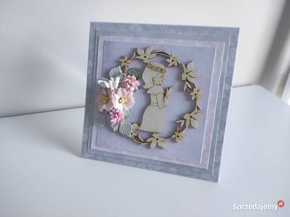 Kartka ręcznie robiona Komunia Święta z