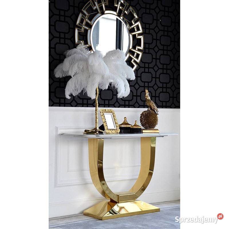 Konsola ART DECO Złota Blat Biały Marmur Glamour Warszawa