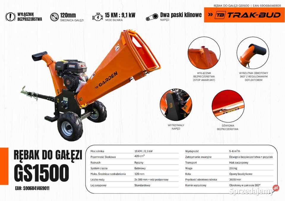 ROZDRABNIACZ DO GAŁĘZI 12 RĘBAK SPALINOWY TB Dunkowa sprzedam