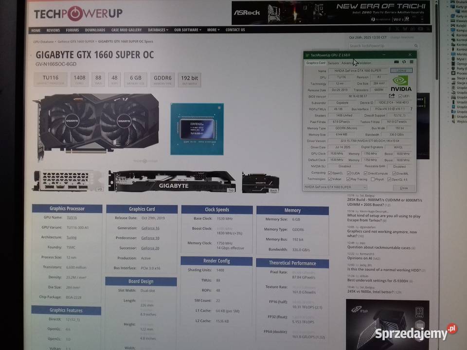 Gigabyte GeForce GTX1660SuperOC 6GB GDDR6 HDMI Bydgoszcz sprzedam
