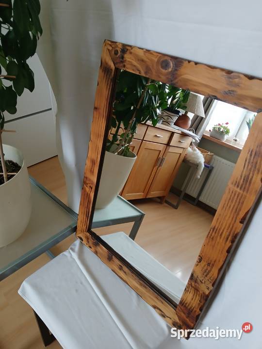Lustro w ramie ze starego drewna brązowy Wałbrzych sprzedam