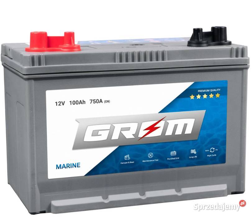 Akumulator GROM MARINE 100Ah 750A PŁOCK CHOPINA Żeglarstwo mazowieckie Płock sprzedam
