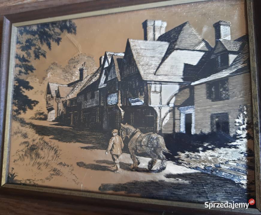 Obrazki zabytkowy wydruk na metalicznej folii Morąg