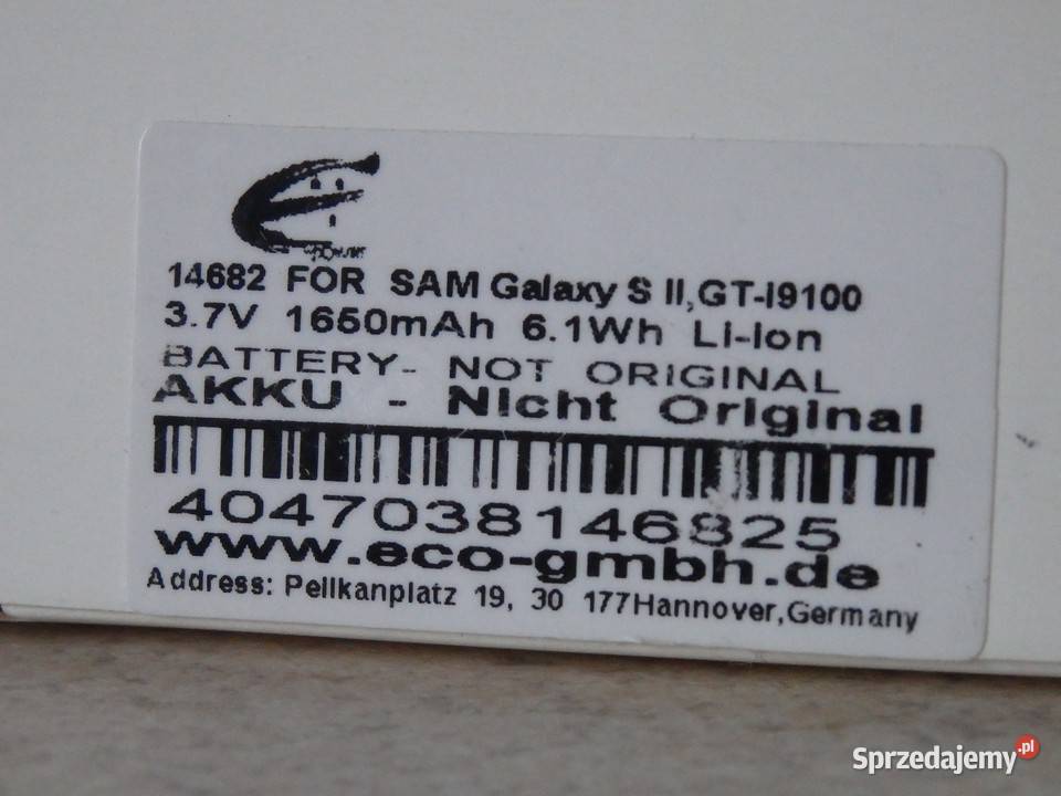 NOWA Bateria do SAMSUNG Galaxy S IIGTI9100 Pozostałe