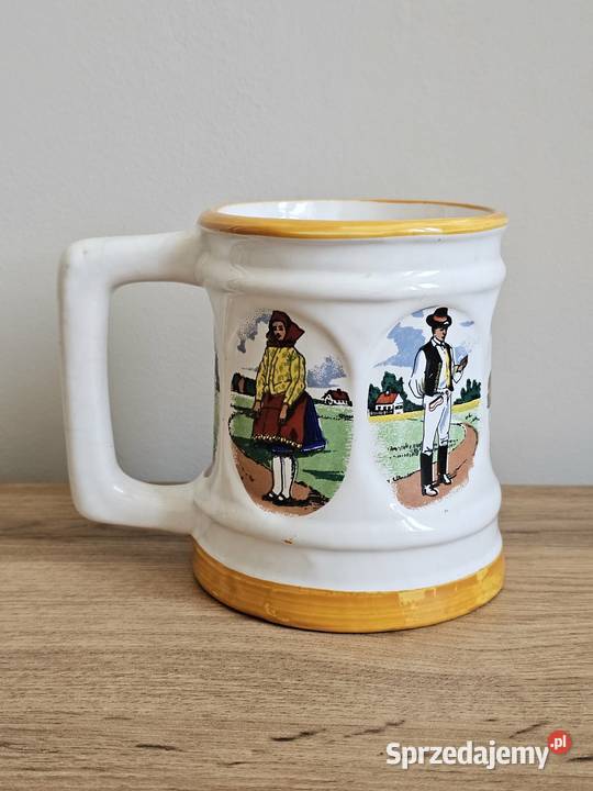 ceramiczny Kufel na piwo Węgry stroje ludowe Zastawa stołowa Krosno