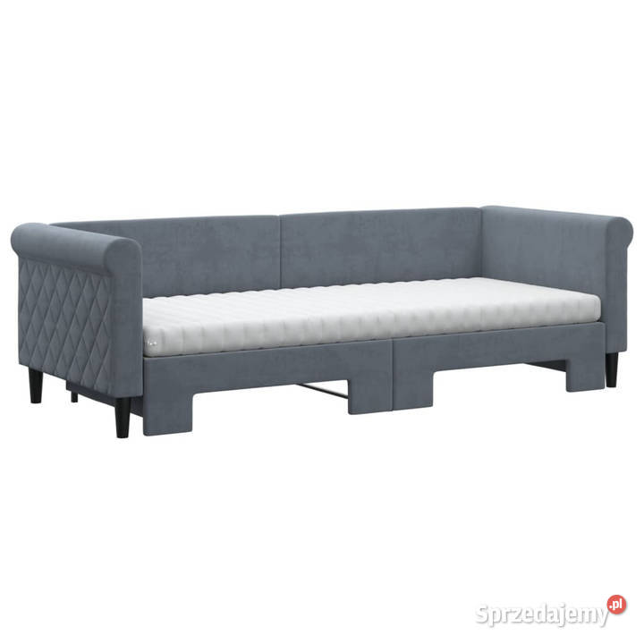 Sofa rozsuwana z materacami ciemnoszara aksamit Warszawa sprzedam