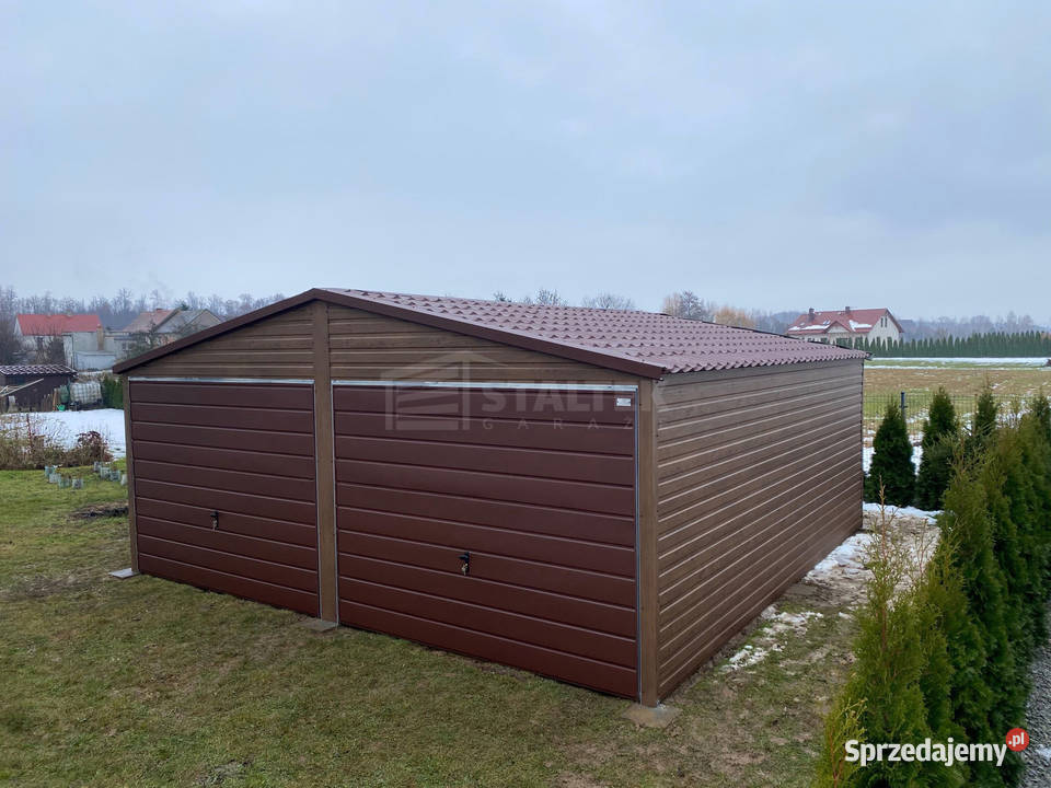 Garaz blaszany 6x58m 2x brama dwuskrzydłowa Dobre Miasto sprzedam