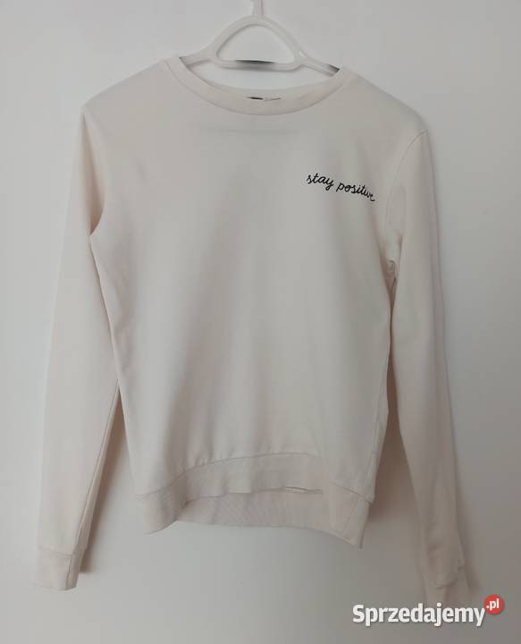 Bluza w kolorze ecru z napisem stay positive H&M Radzyń Podlaski sprzedam