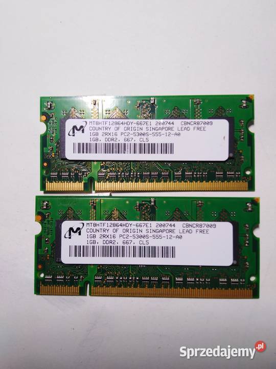 Pamięć 2GB DDR2 667 2x 1GB Pojemność 2GB Piła