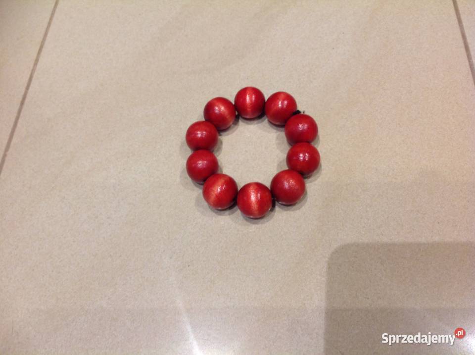 Bransoletka Drewniane Kulki Czerwona Dla kobiet Galanteria i dodatki Nowa Sól