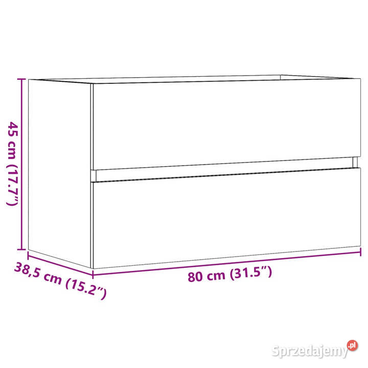 Wisząca szafka łazienkowa dąb artisian 80x385x45 Warszawa