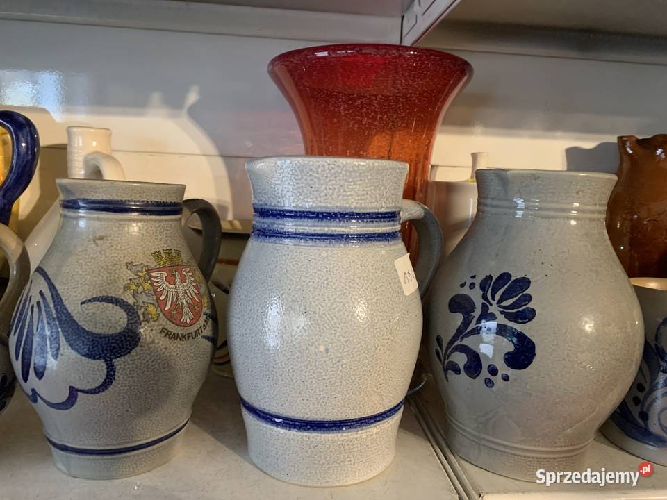 Ładne dzbany naczynia ceramiczne kamionka Ślesin sprzedam