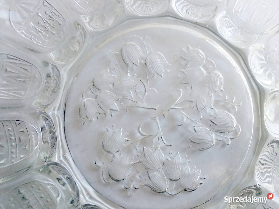 szklana patera na jajka Ząbkowice vintage PRL Patery Częstochowa