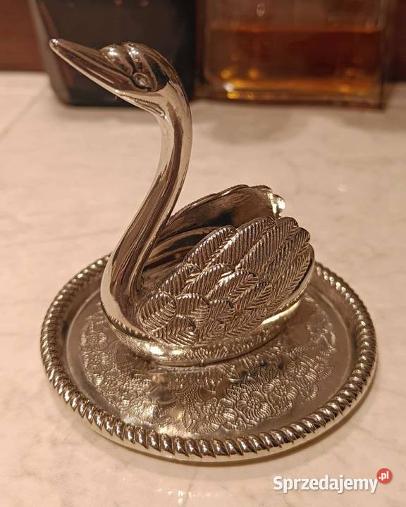 Figurkastojak do biżuterii łabędź na tacce Antyki Antyki Warszawa