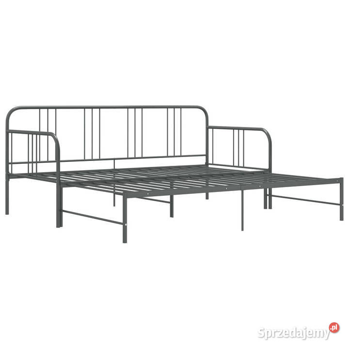 Sofa z wysuwaną ramą łóżka szara metalowa 90x200 88cm mazowieckie Warszawa
