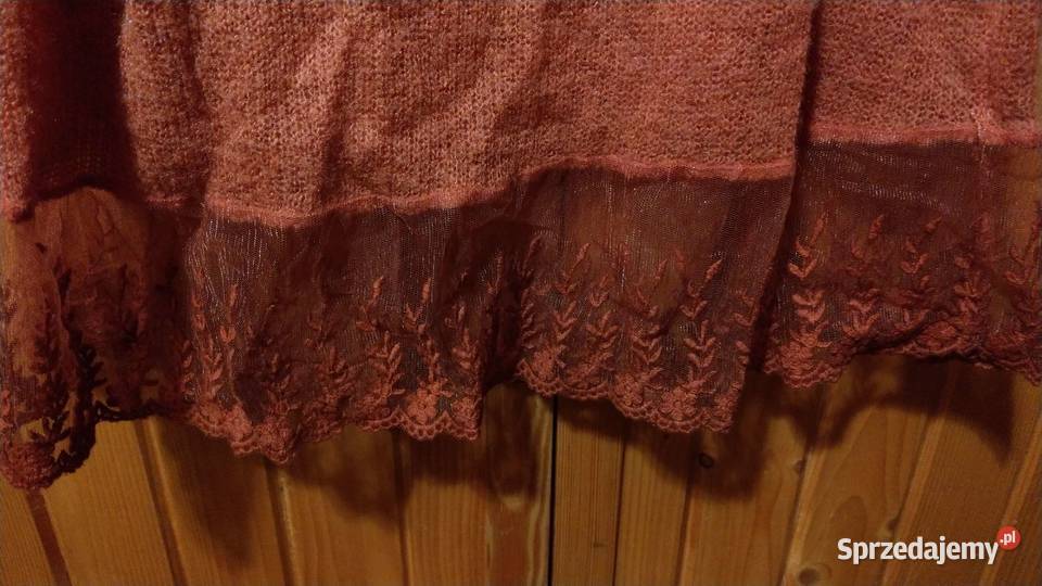 Brązowy karmelowy sweterek tunika HANDMADE Warszawa