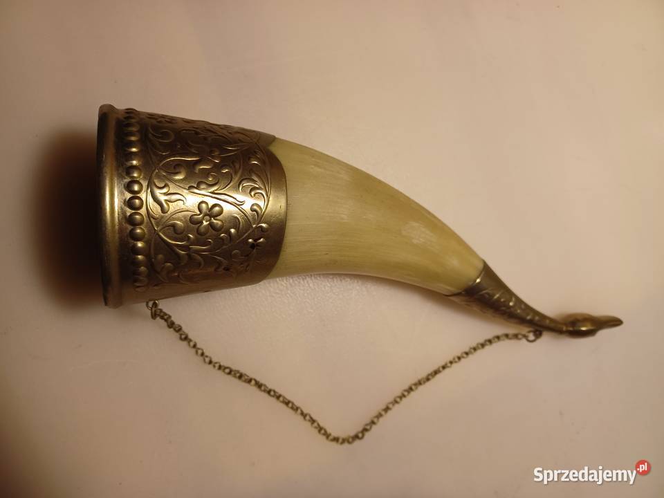 Piękny róg okuty mosiądzem Poznań