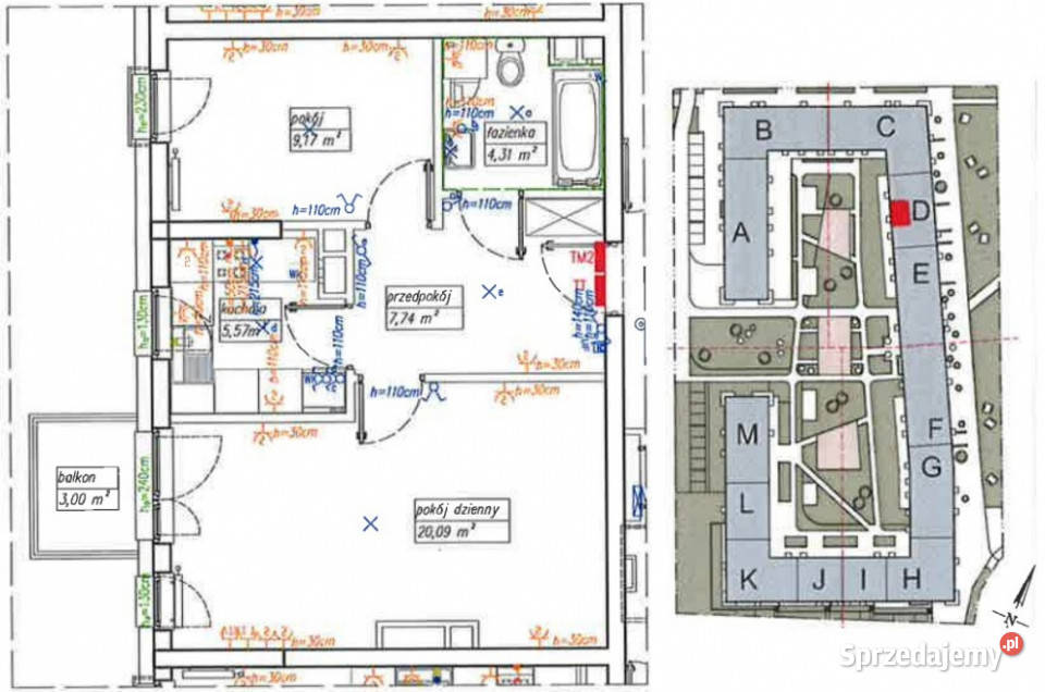 Mieszkanie 48m2 2 pokoje kuchnia Wrocław 48m2 Wynajem