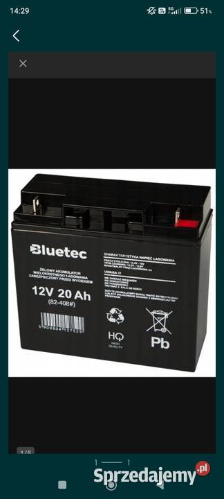 Akumulator 20AH Agm gel UPS głebokiego