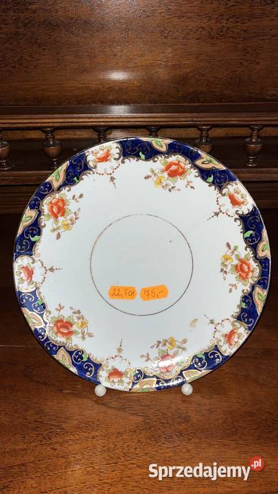 Patera biała porcelana niebieski dekor Bez syg pomorskie Gdańsk