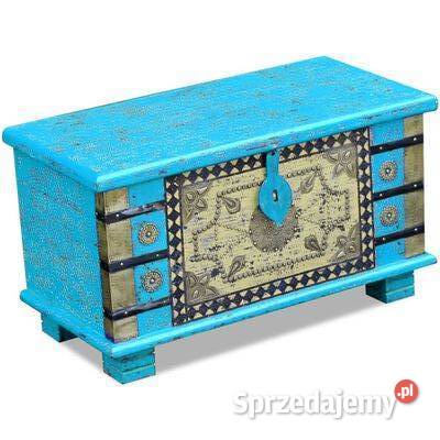 vidaXL Skrzynia niebieska drewno mango 80x40x45 Warszawa sprzedam