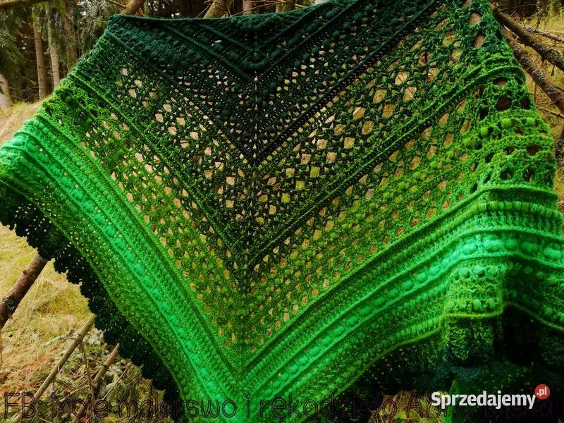 Chusta ombre w kolorach zieleni rękodzieło na świętokrzyskie Skarżysko-Kamienna